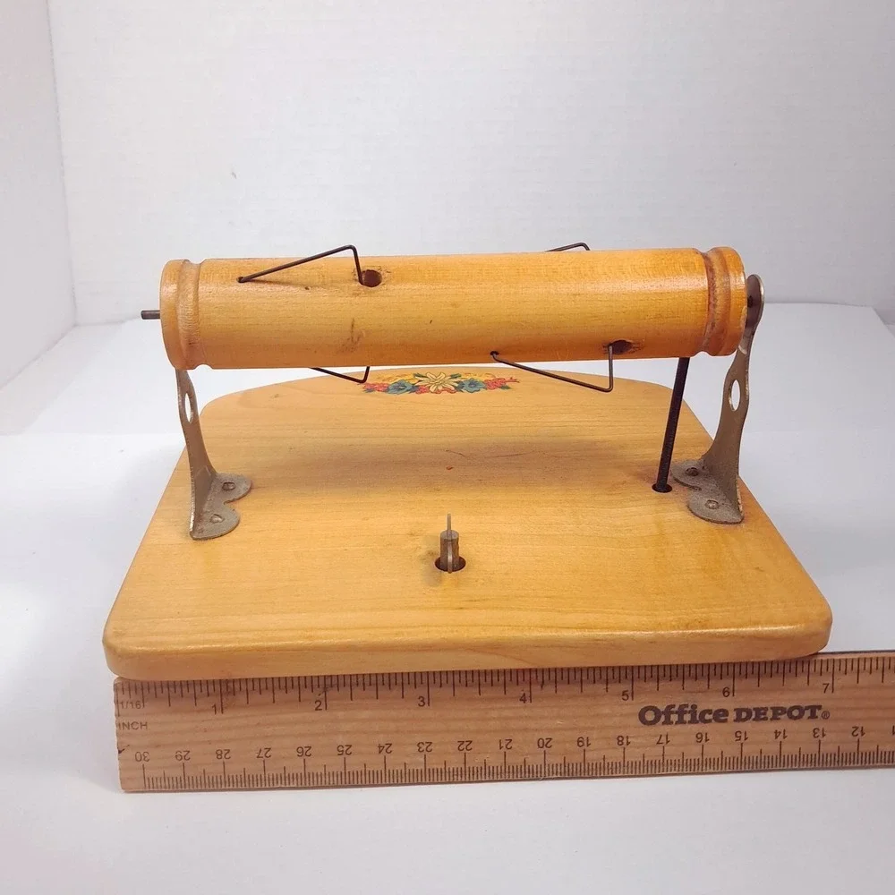 Vintage Befag music box Wood toilet paper holder floral Switzerland Rapsodie Sue
